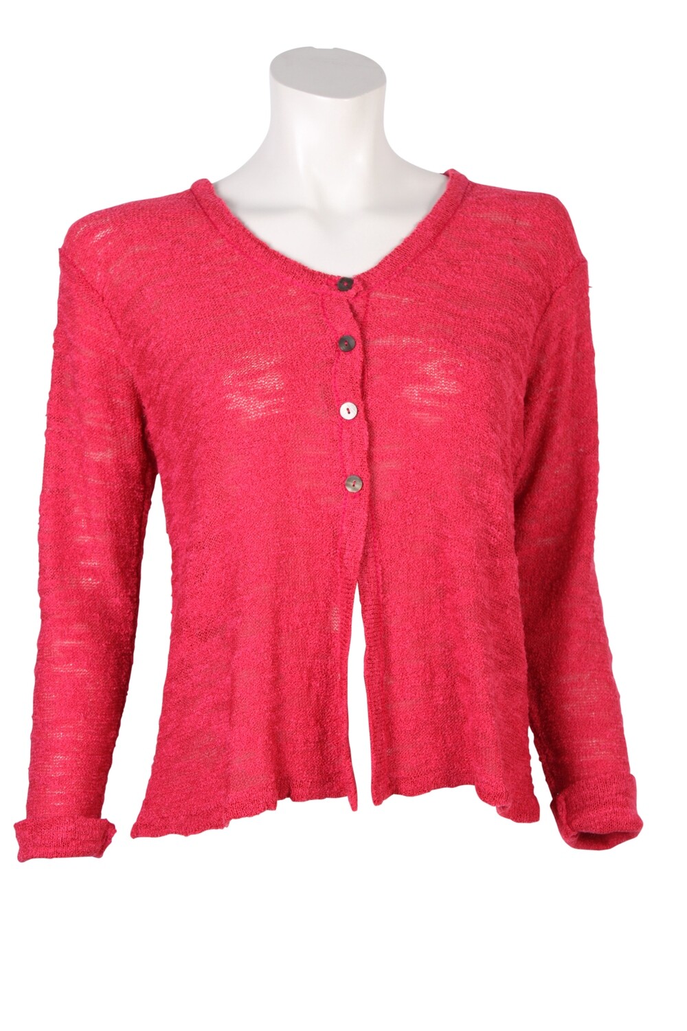 Button Cardigan slub B116 coral BS4-805