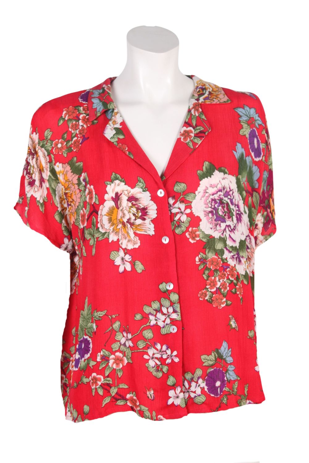 Collar Blouse Pr Rayon Crepe S703 rose BS5-672F