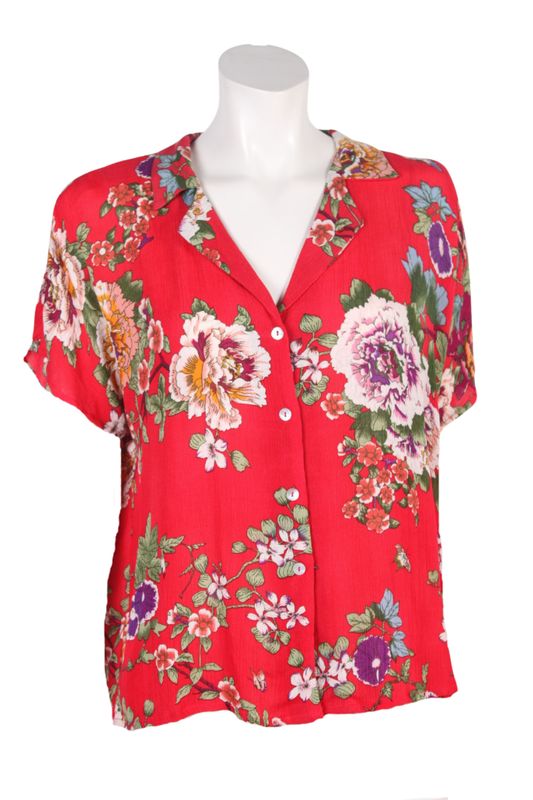 Collar Blouse Pr Rayon Crepe S703 rose BS5-672F