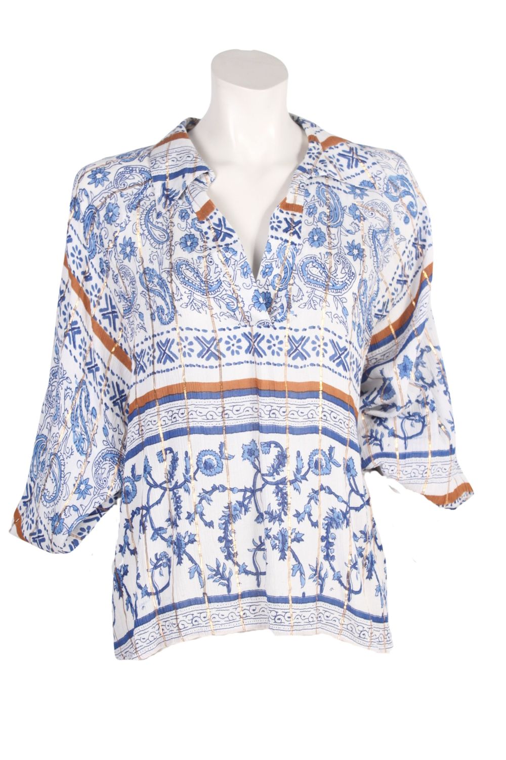 Wave blouse Rayon Cr Lurex 0154 blue paisley BS5-701