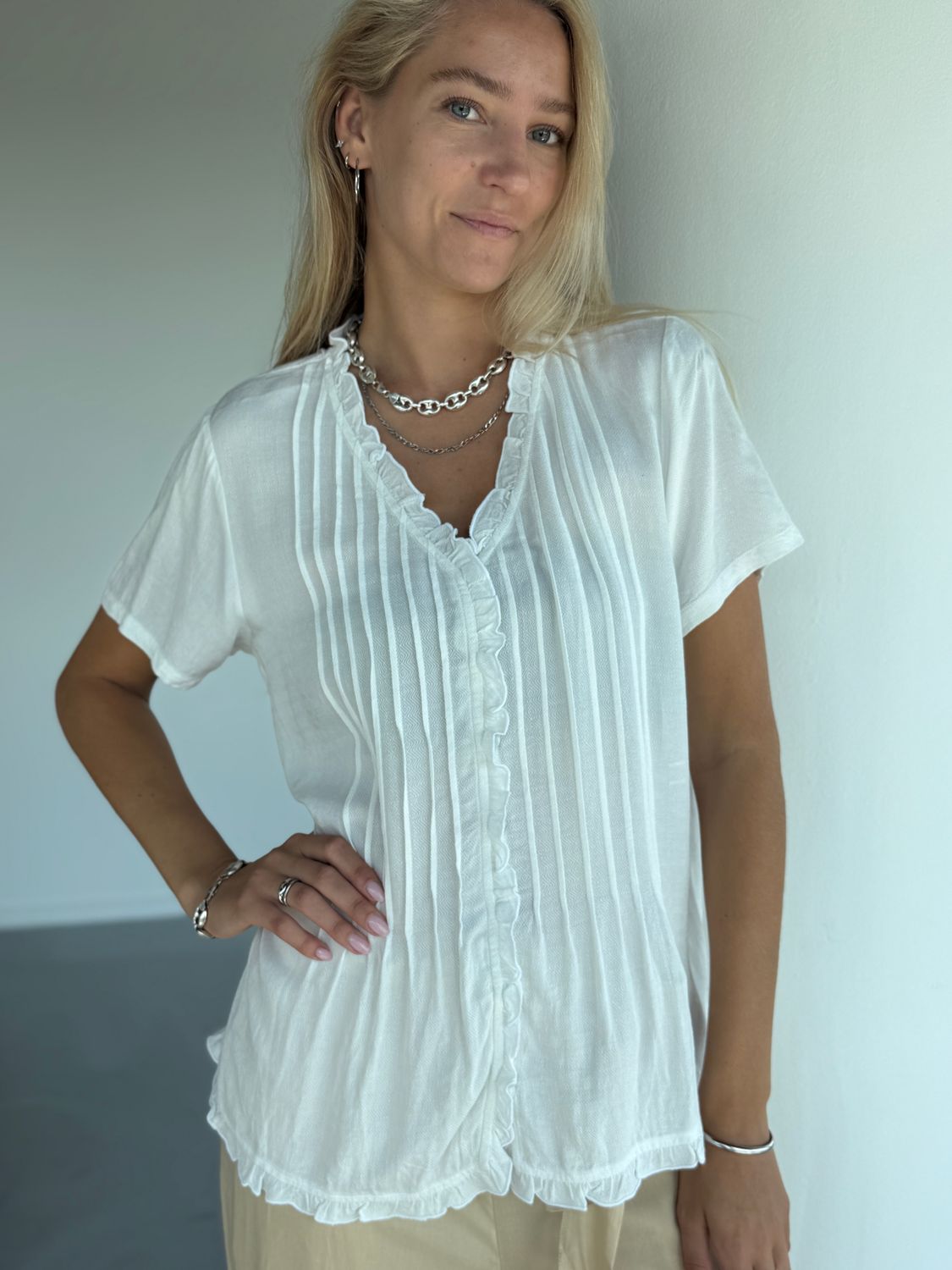 Pinntuck Bl Rayon Jacquard 0012 off-white BS6-679