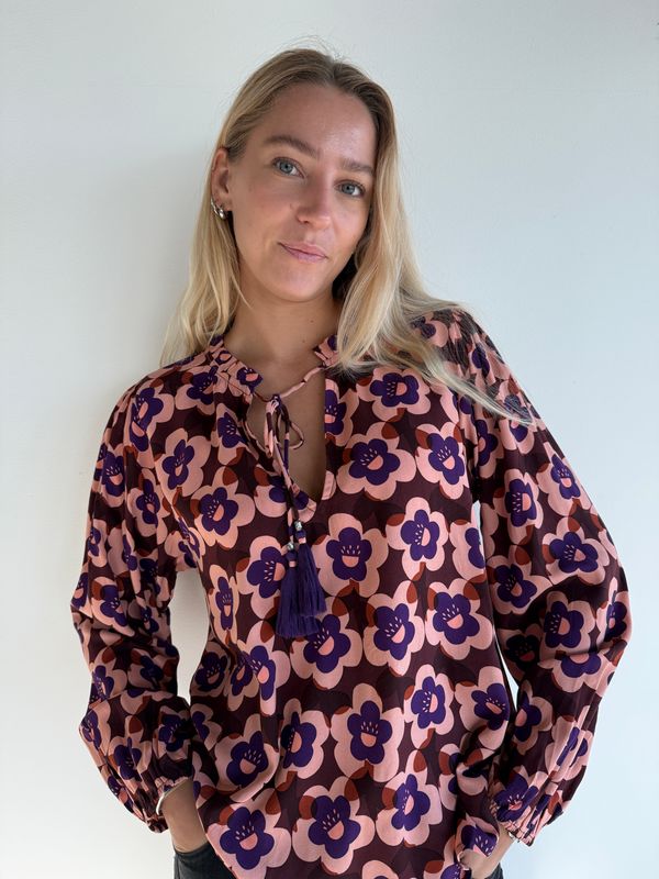 Joy Blouse Printed Rayon S202 sixties BW5-526