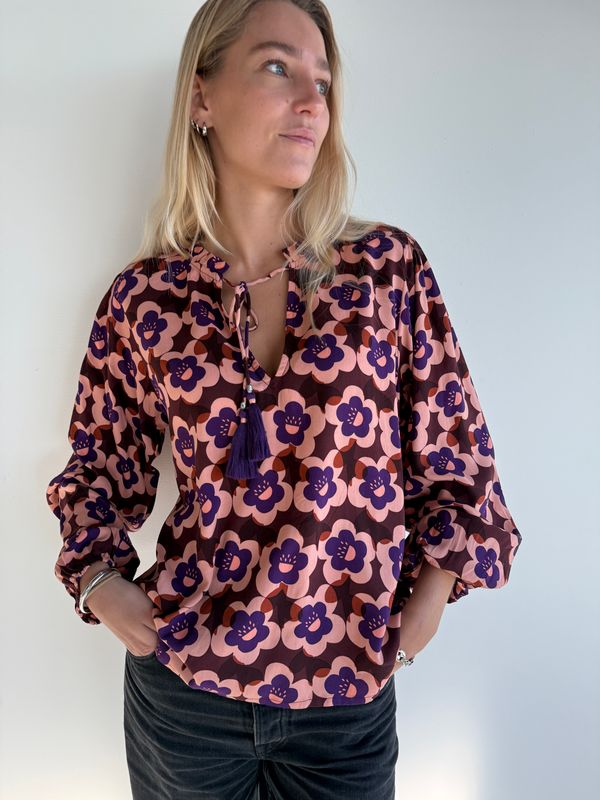 Joy Blouse Printed Rayon S202 sixties BW5-526