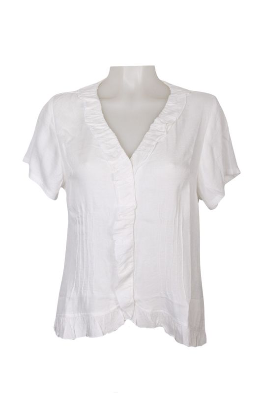 Frill Blouse Rayon Jacquard 0012 off-white BS6-521
