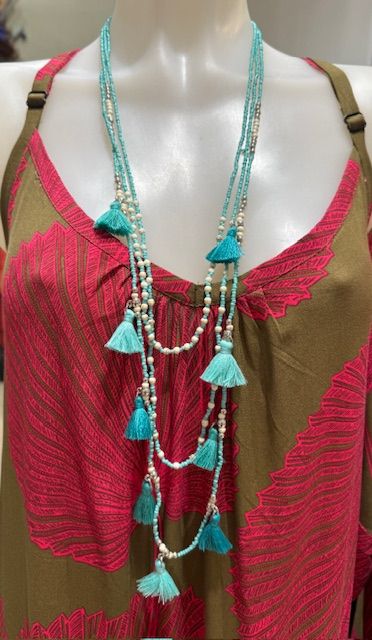 Tassel Necklace 0042 turqoise BS6-BB22
