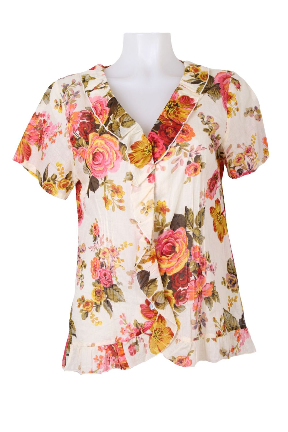 Frill Blouse Cotton Voile S159 retro rose BS6-540