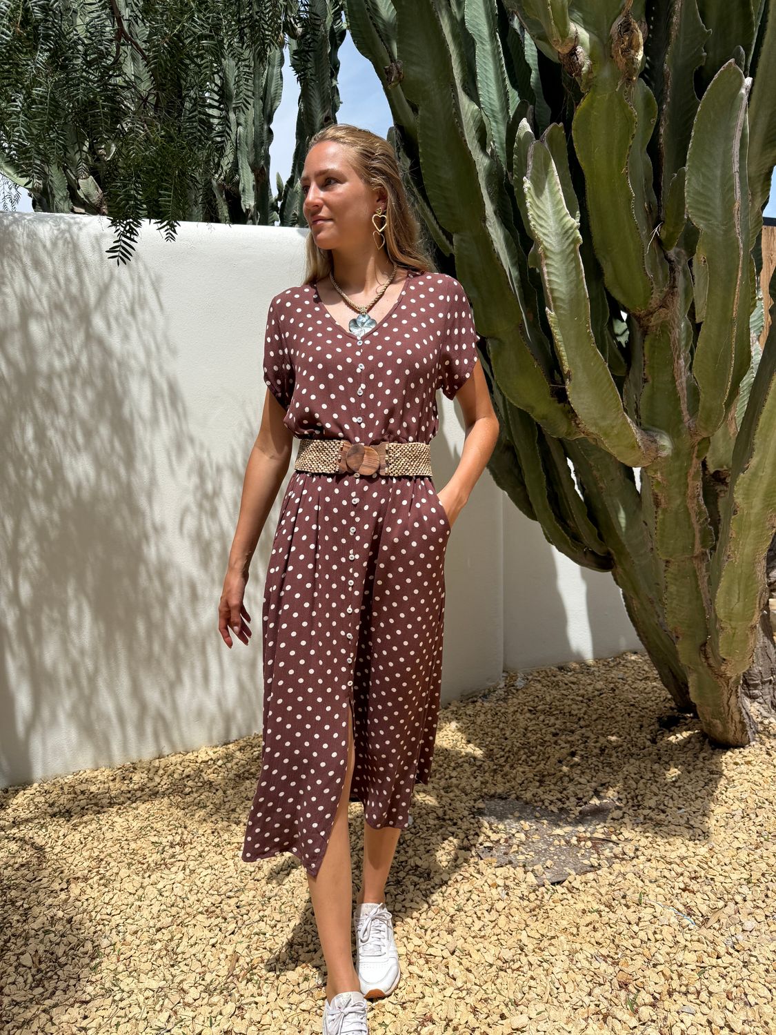 Rosa Dress Cr.Rayon + S165 dotty brown BS6-584p