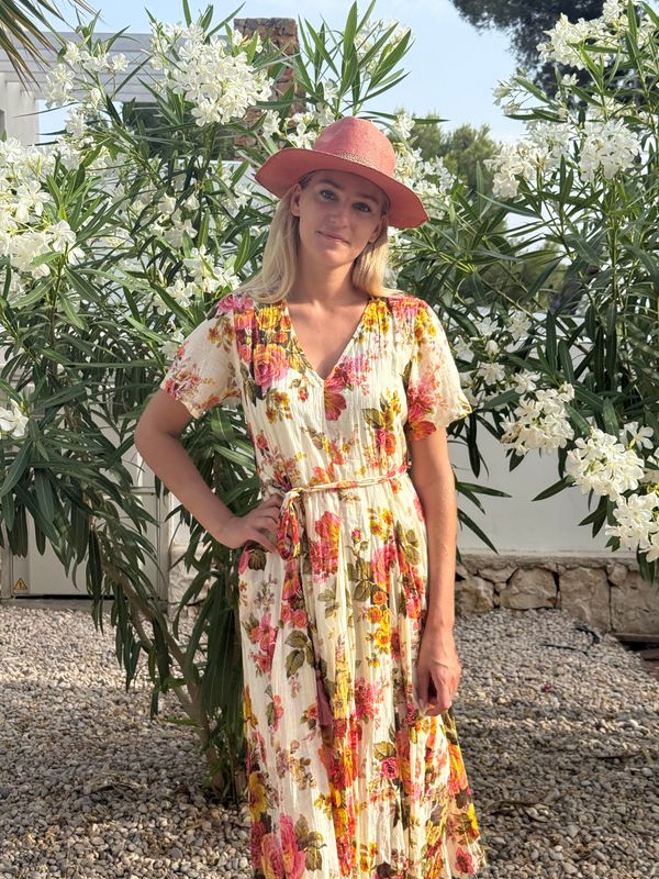 Goddess Dress Cotton Voile + S159 retro rose BS6-543p