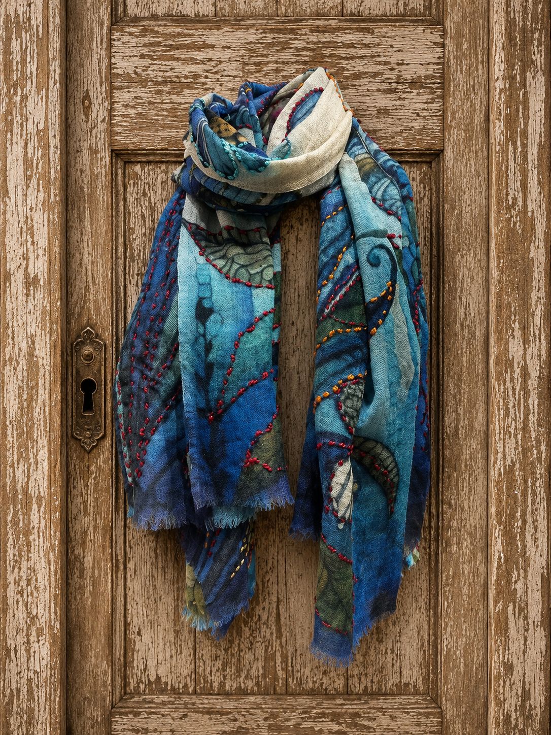 Digital Wool scarf 0024 navy BW6-901