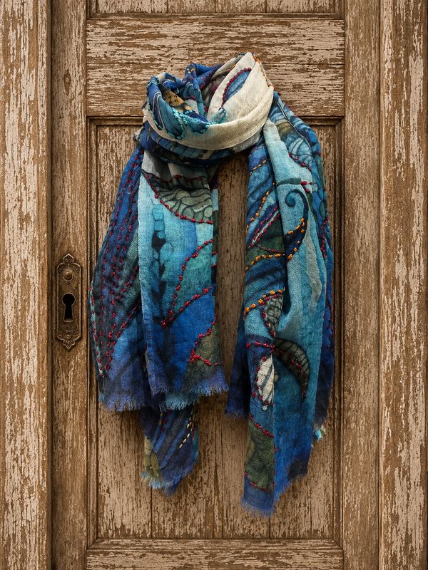 Digital Wool scarf 0024 navy BW6-901