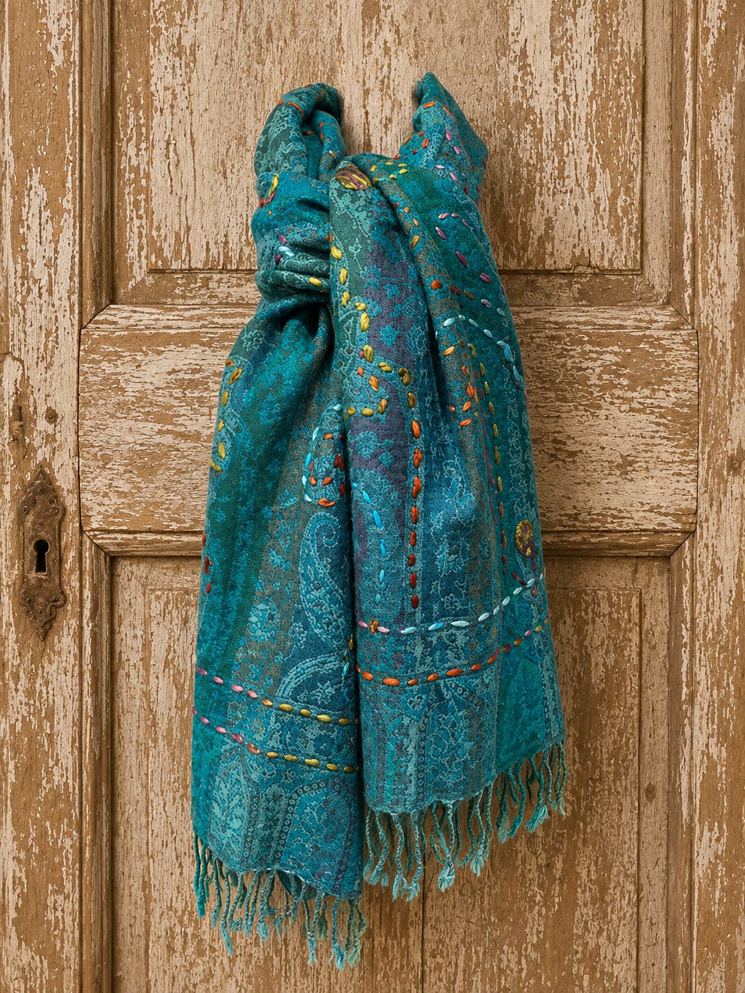Embr Wool scarf 0042 turqoise BW6-900