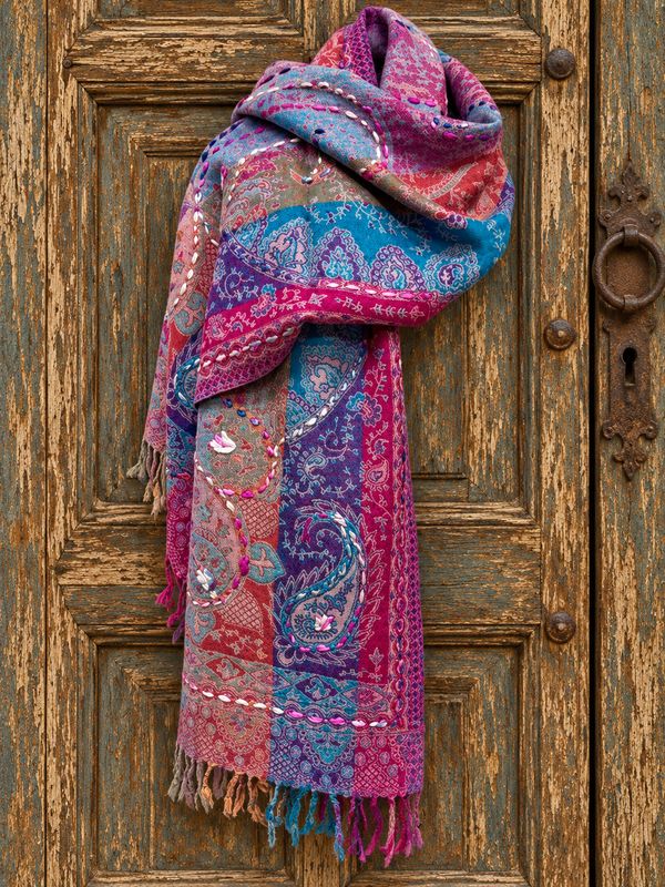 Embr Wool scarf 0074 pink BW6-900