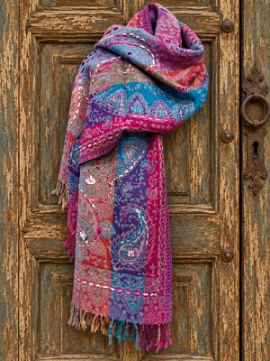 Embr Wool scarf 0074 pink BW6-900
