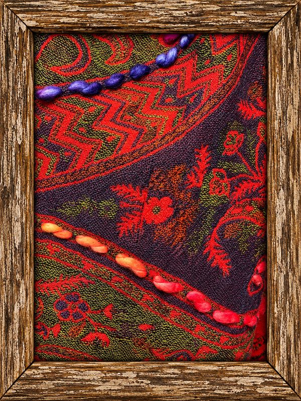 Embr Wool scarf 0086 burgundy BW6-900