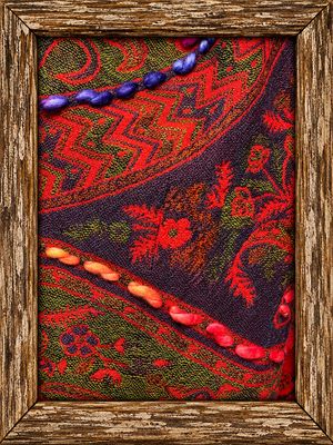Embr Wool scarf 0086 burgundy BW6-900