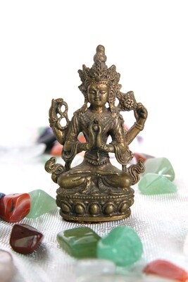 Small Brass Four-armed Chenrezig Statue