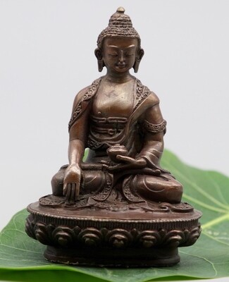 Small Oxidized Copper Shakyamuni Buddha Statue