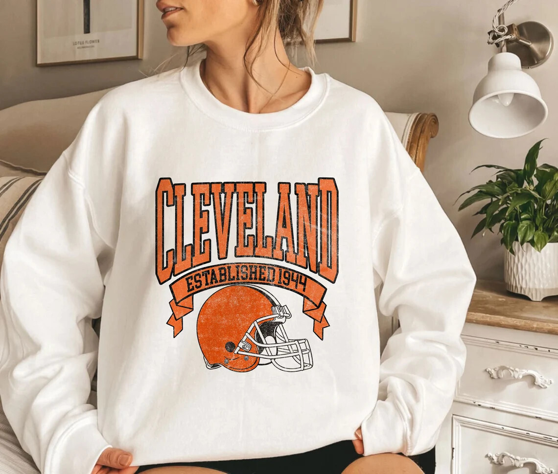 Vintage Cleveland Browns Football Crewneck Sweatshirt, Cute Fall