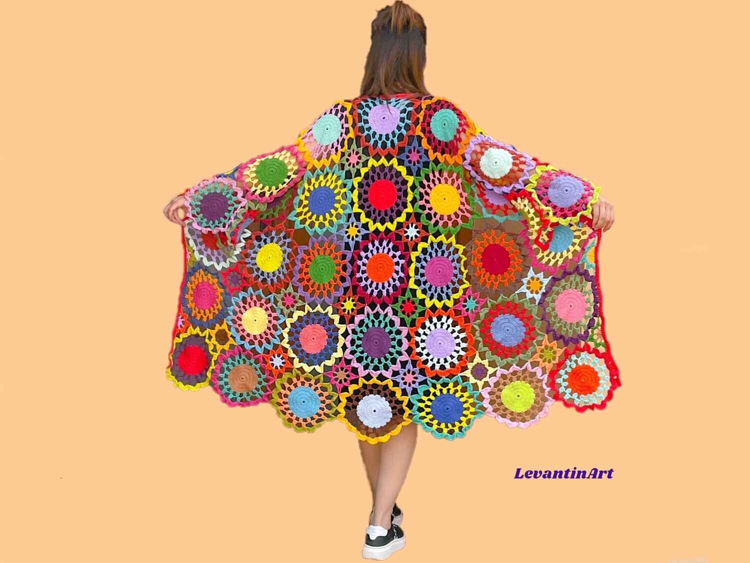 Cardigan curcubeu, marime universal XS-M. Cardigan lung de vara