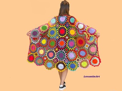 Cardigan curcubeu, marime universal XS-M. Cardigan lung de vara