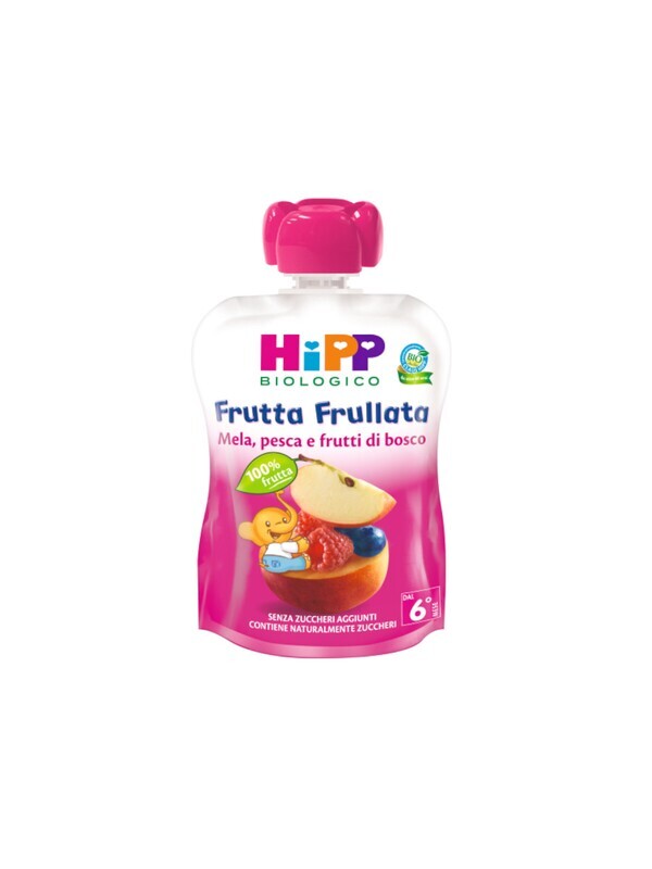 Hipp Frutta Frullata Mela Pesca e Frutti di Bosco Confezione da 90g