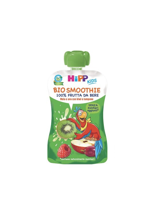 Hipp Bio Smoothies Frutta Frullata Mela e Uva con Kiwi e Lampone Mirtillo 120ml