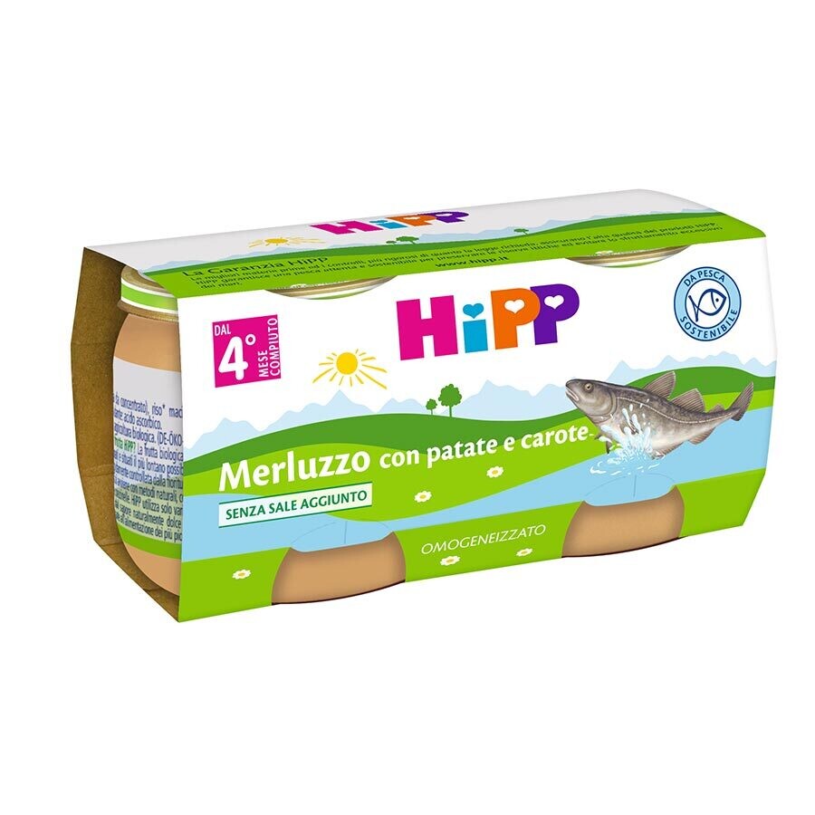 Hipp Omogeneizzato di Pesce Merluzzo con Patate e Carote 2x80g