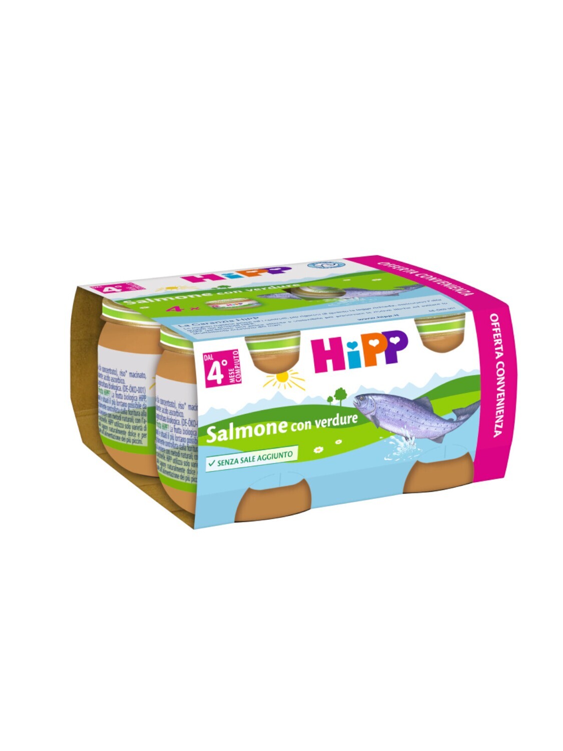 Hipp Omogeneizzato di Pesce Salmone con Verdure 4x80g