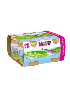 Hipp Omogeneizzato di Pesce Merluzzo con Patate e Carote 4x80g