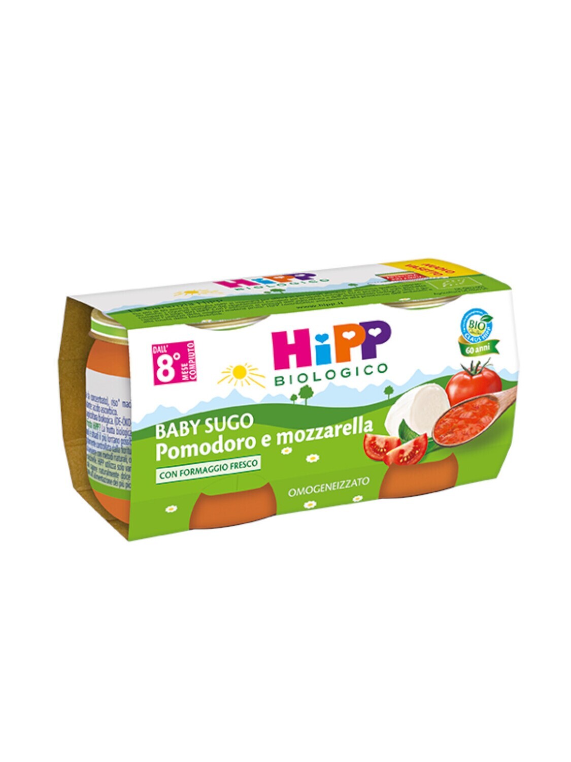 Hipp Omogeneizzato di Sugo Pomodoro e Mozzarella 2x80g