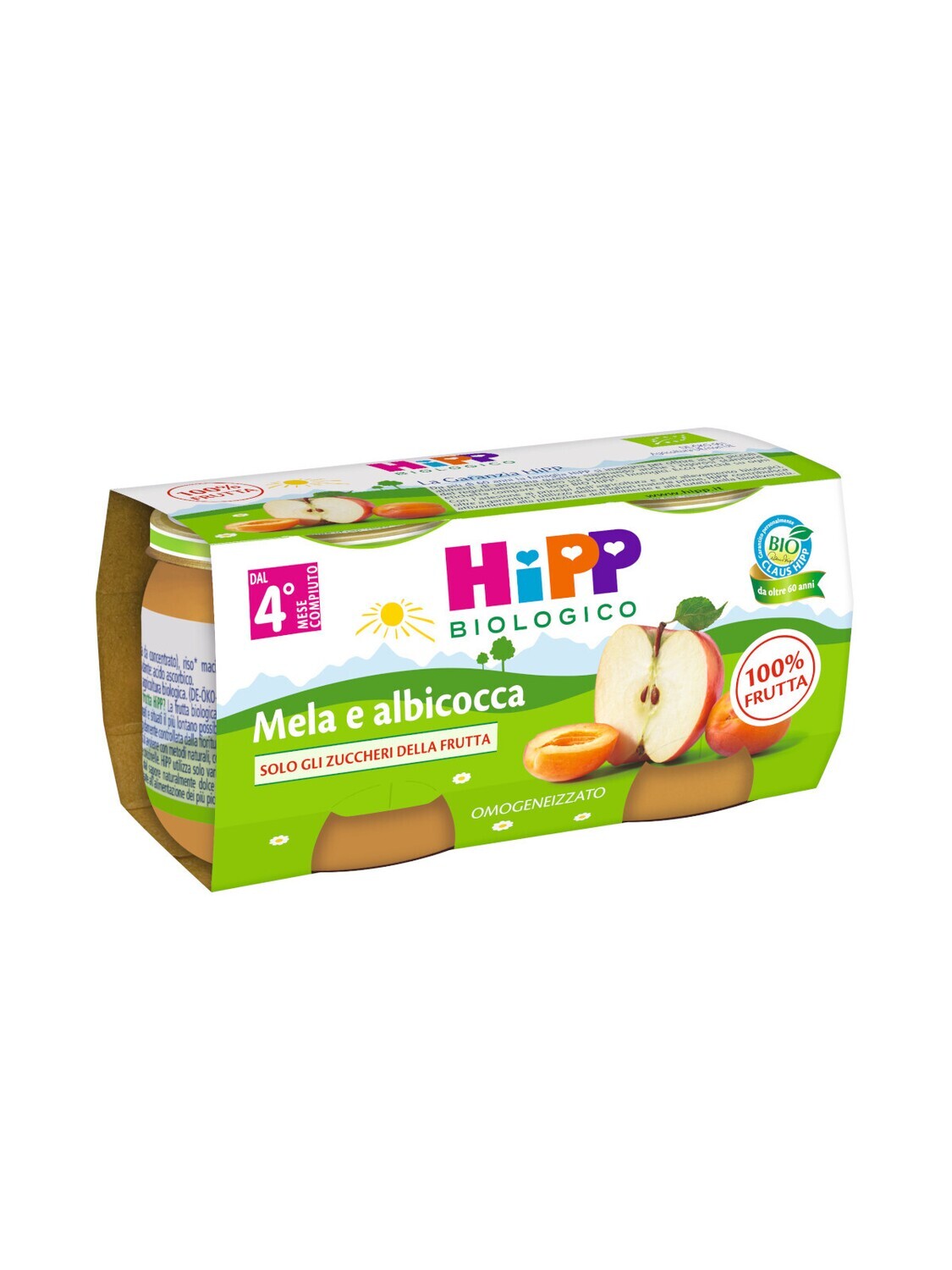 Hipp Omogeneizzato di Frutta Mela e Albicocca 2x80g