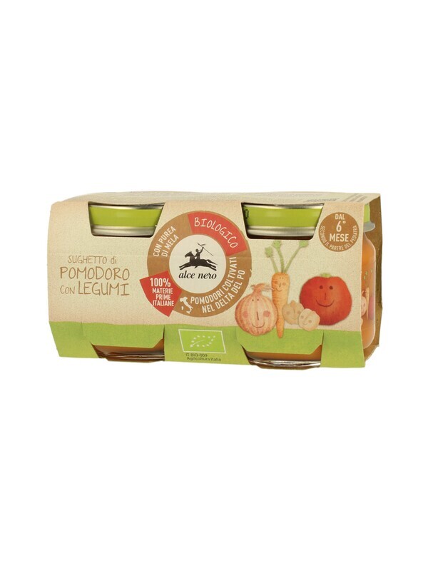 Alce Nero Omogeneizzato di Sugo di Pomodoro con Legumi  2x80g