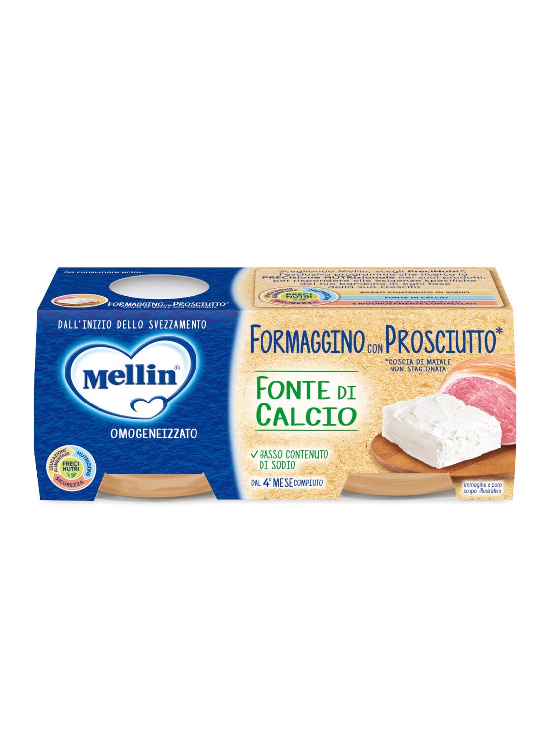 Mellin Omogeneizzato di Formaggino con Prosciutto 2x80g