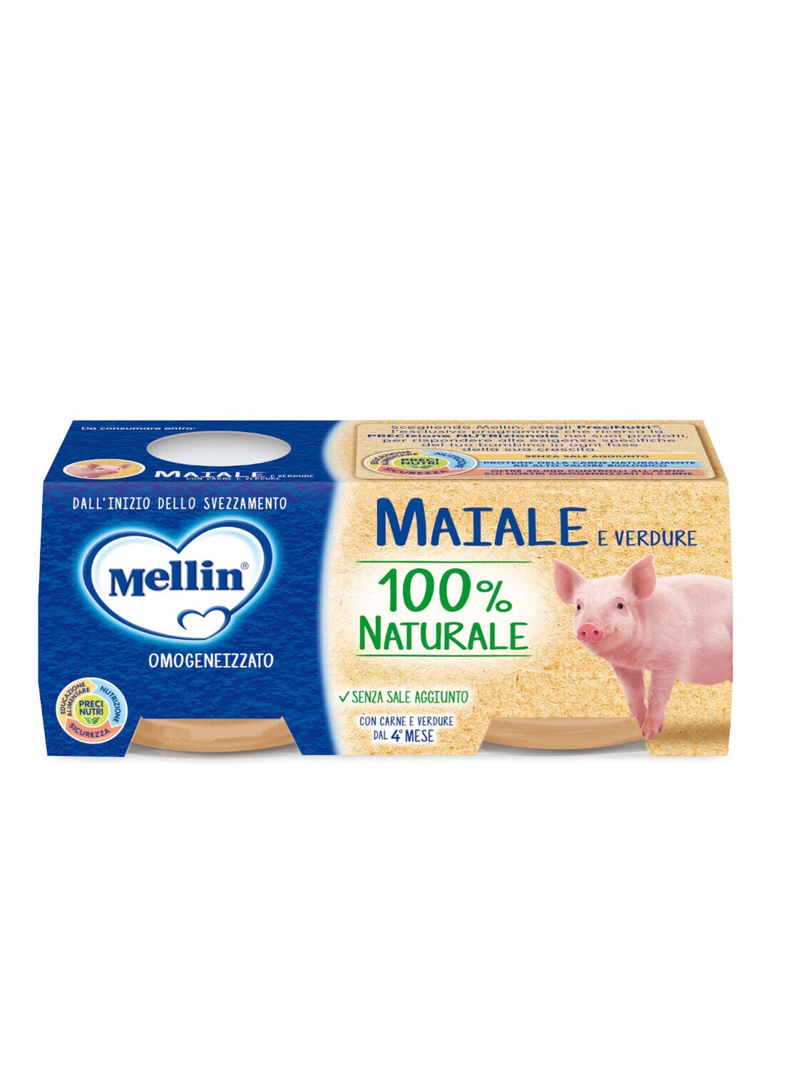 Mellin Omogeneizzato di Carne Maiale con Verdure 2x80g