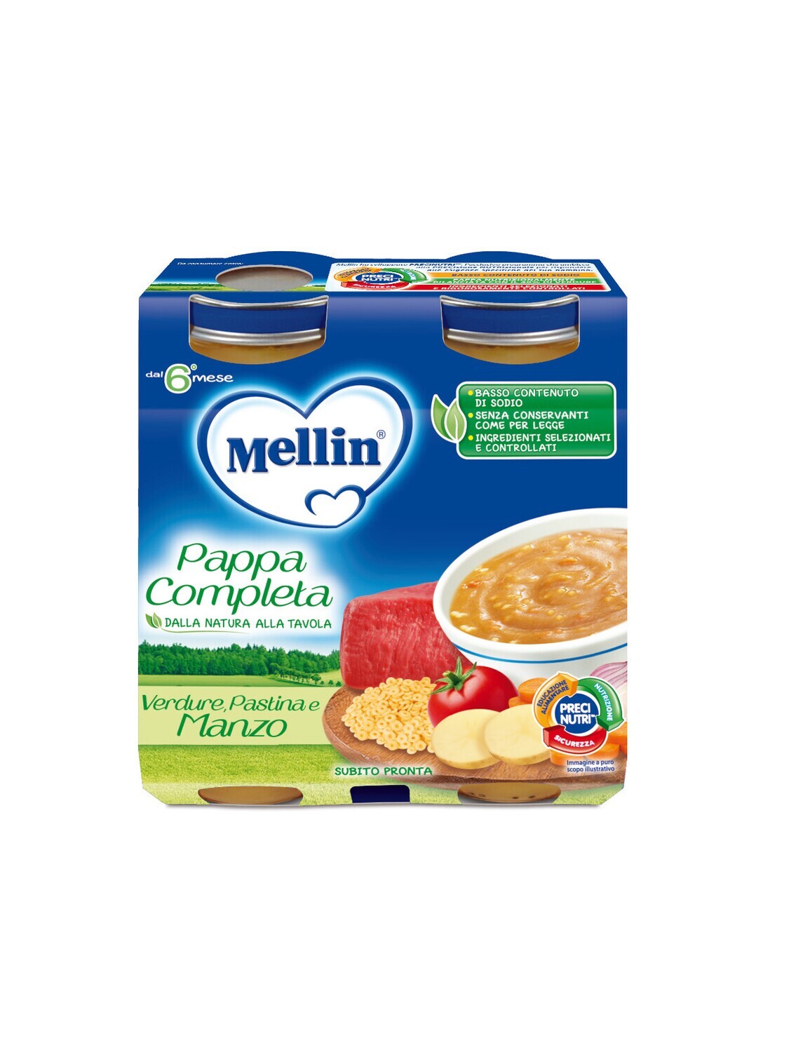 Mellin Pappa Completa Manzo 2x250g