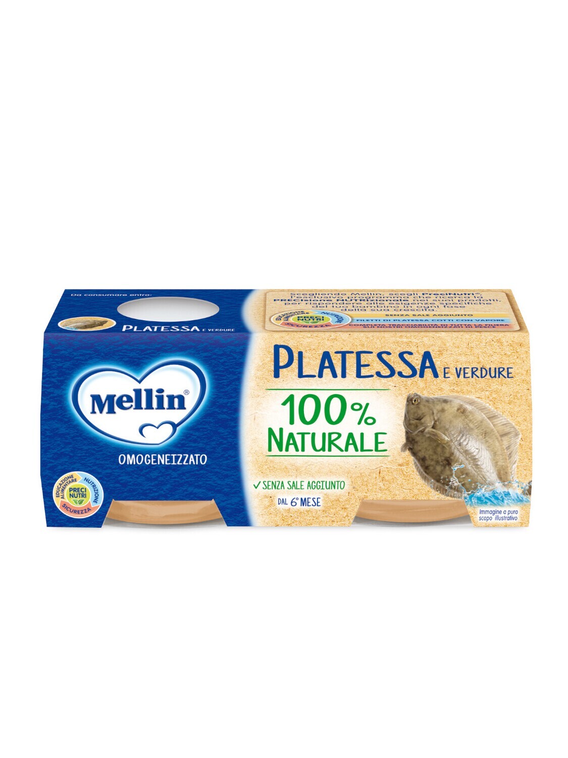 Mellin Omogeneizzato di Pesce Platessa 2x80g