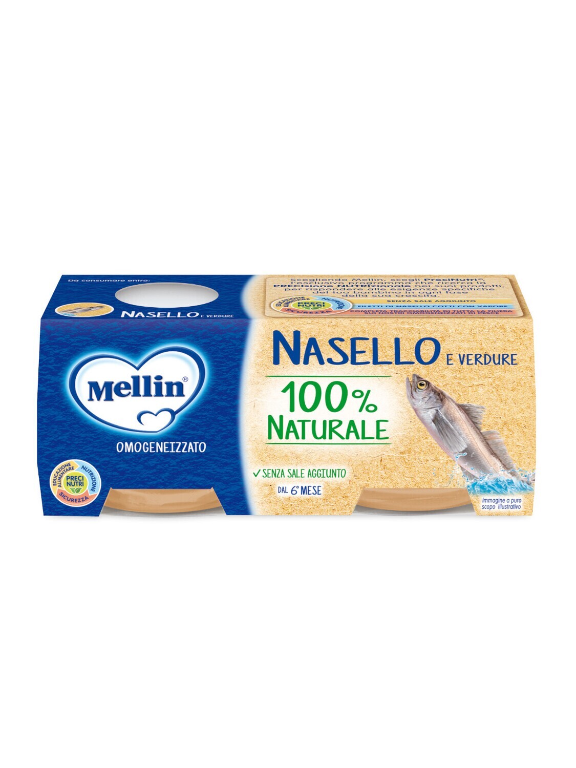 Mellin Omogeneizzato di Pesce Nasello 2x80g