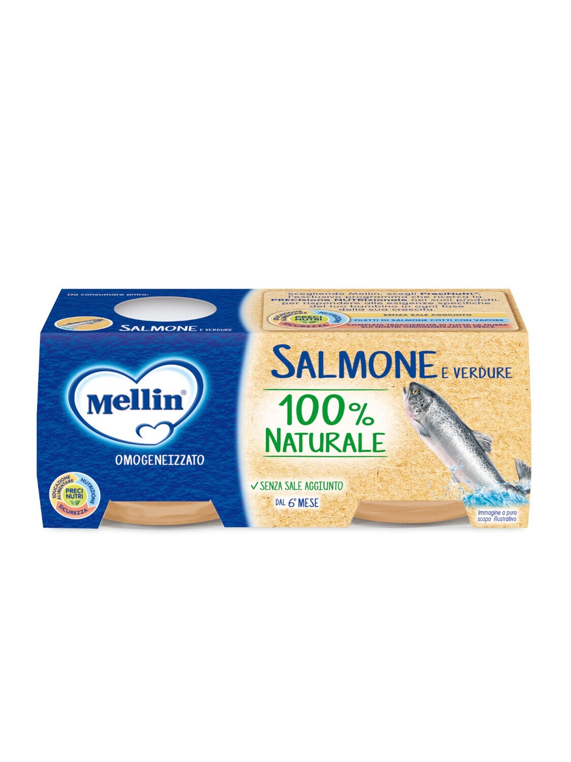Mellin Omogeneizzato di Pesce Salmone 2x80g