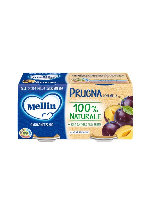 Mellin Omogeneizzato di Frutta Prugna con Mela 2x100g
