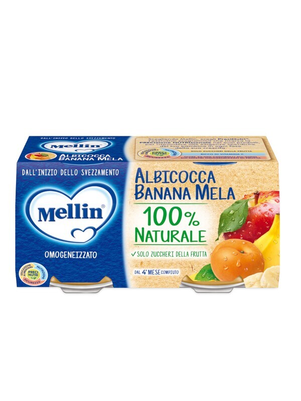 Mellin Omogeneizzato di Frutta Albicocca Banana Mela 2x100g