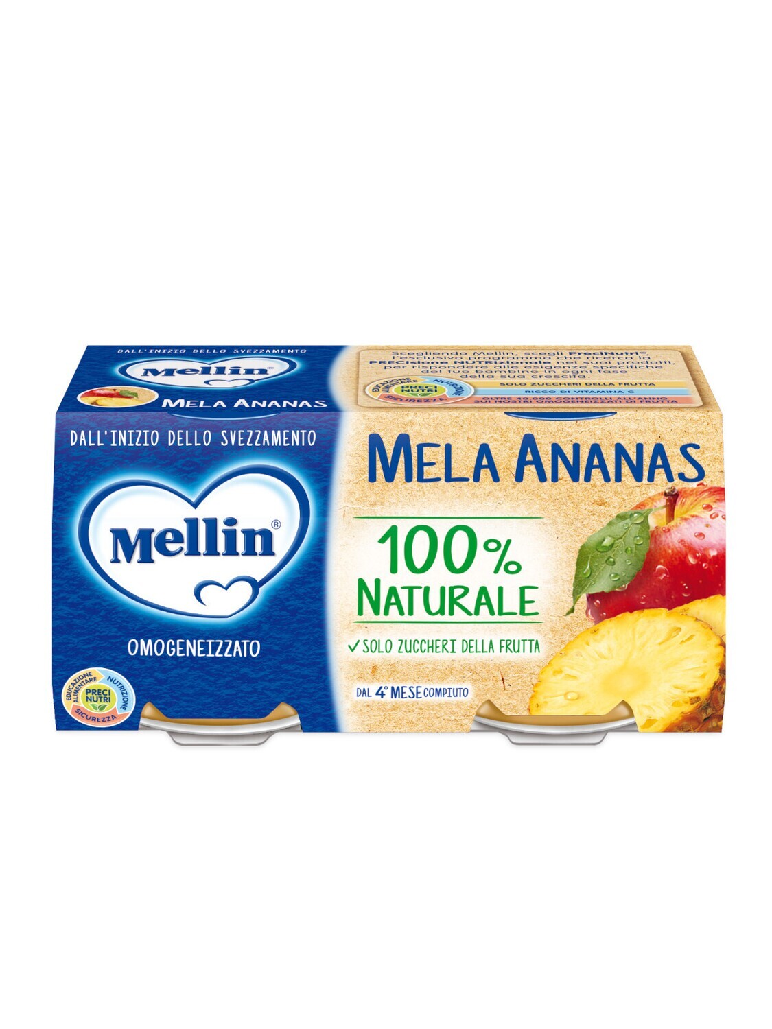 Mellin Omogeneizzato di Frutta Mela Ananas 2x100g