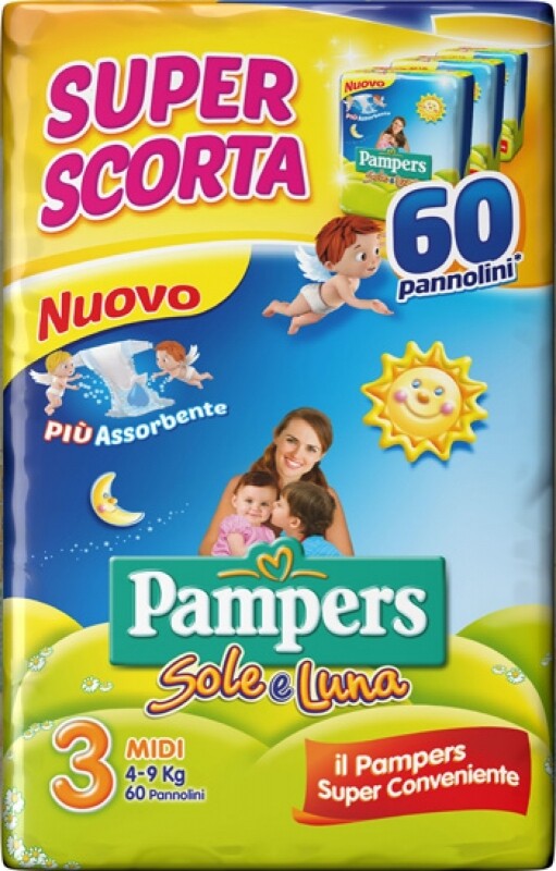 Pampers Pannolino Sole e Luna Triopack Midi 4-9 kg da 60Pz