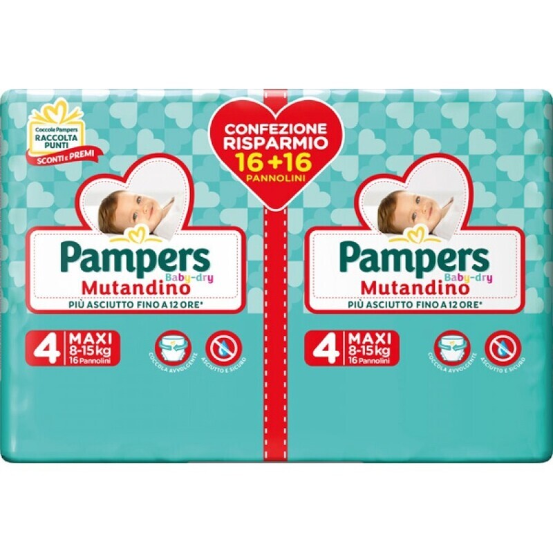 Pampers Mutandino Baby Dry Maxi 8-15 kg Doppio da 32Pz