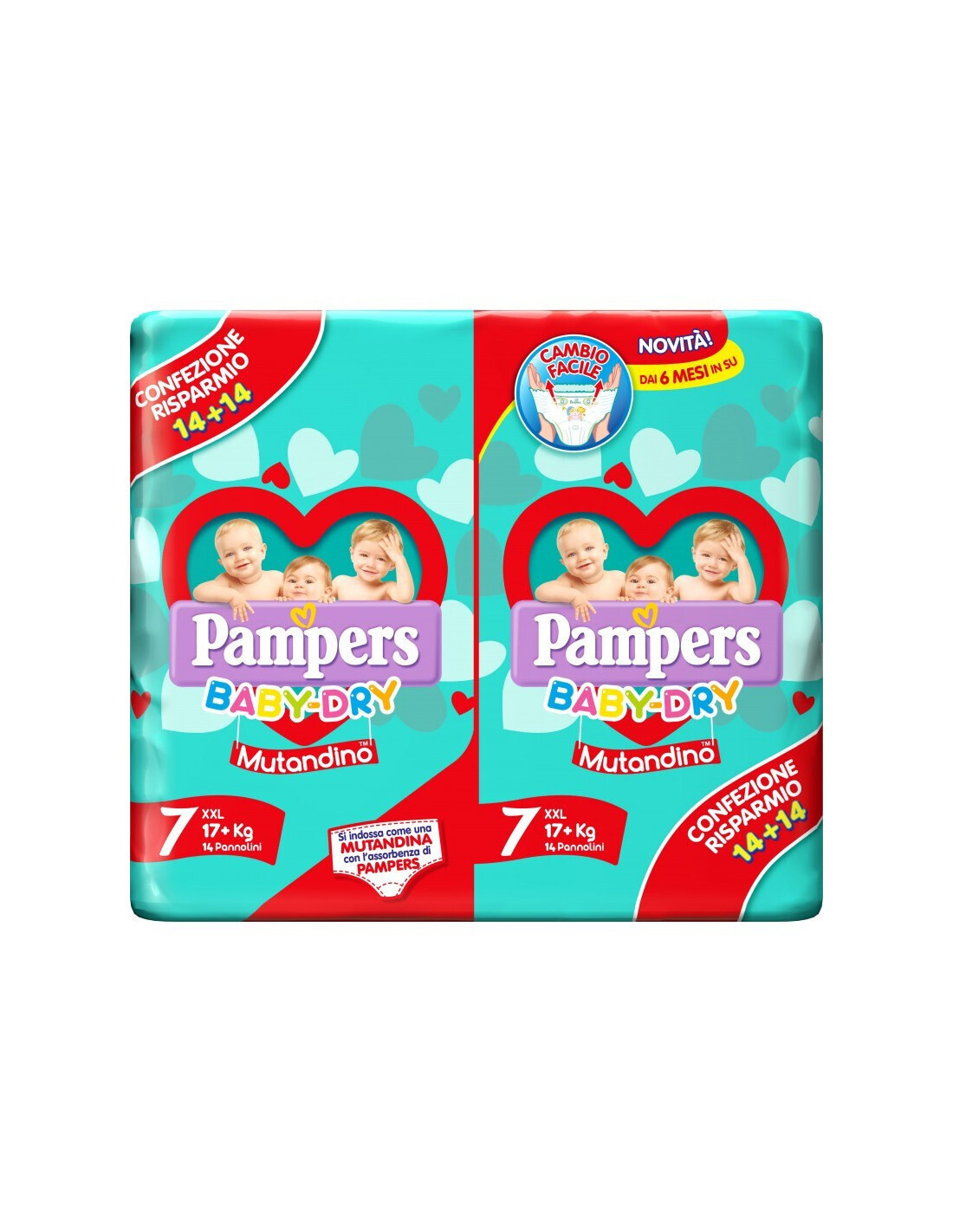 Pampers Mutandino Baby Dry XXL 17+ kg Doppio da 26Pz