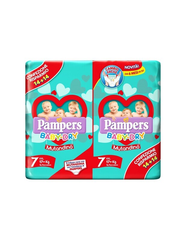 Pampers Mutandino Baby Dry XXL 17+ kg Doppio da 26Pz