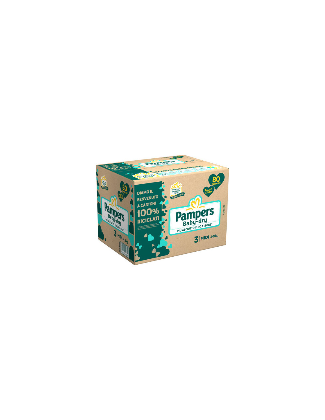 Pampers Pannolino Baby Dry Midi 4-9 kg Quadripack da 80Pz
