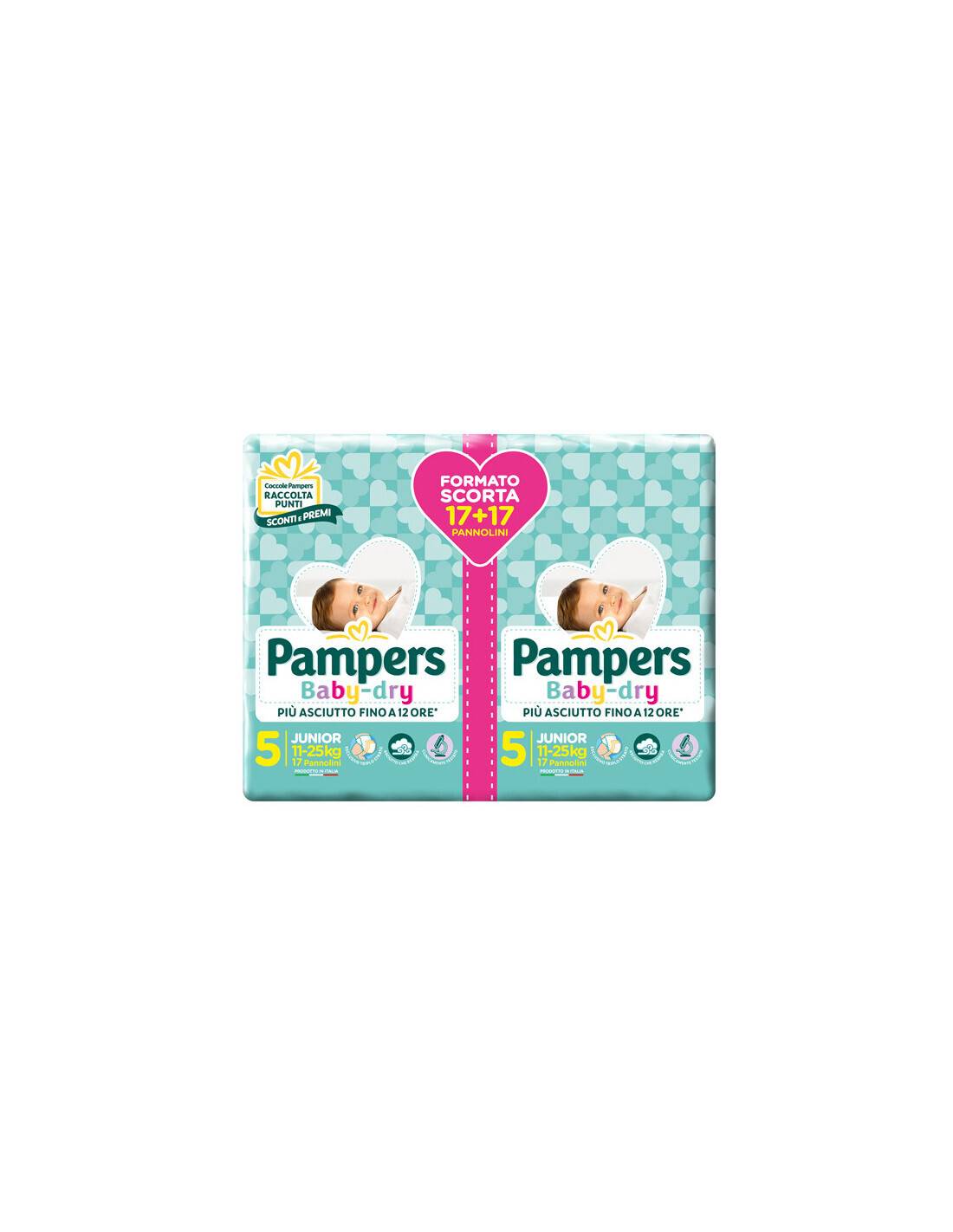 Pampers Pannolino Baby Dry Junior 11-25 kg Doppio da 32pz