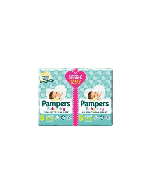Pampers Pannolino Baby Dry Junior 11-25 kg Doppio da 32pz