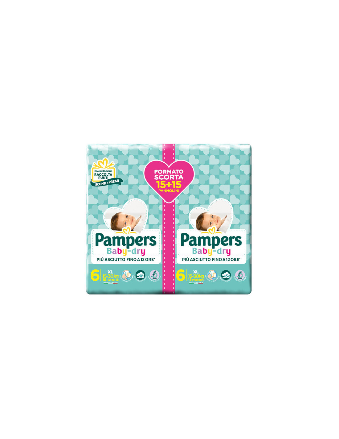 Pampers Pannolino Baby Dry XL 15-30 kg Doppio da 26pz