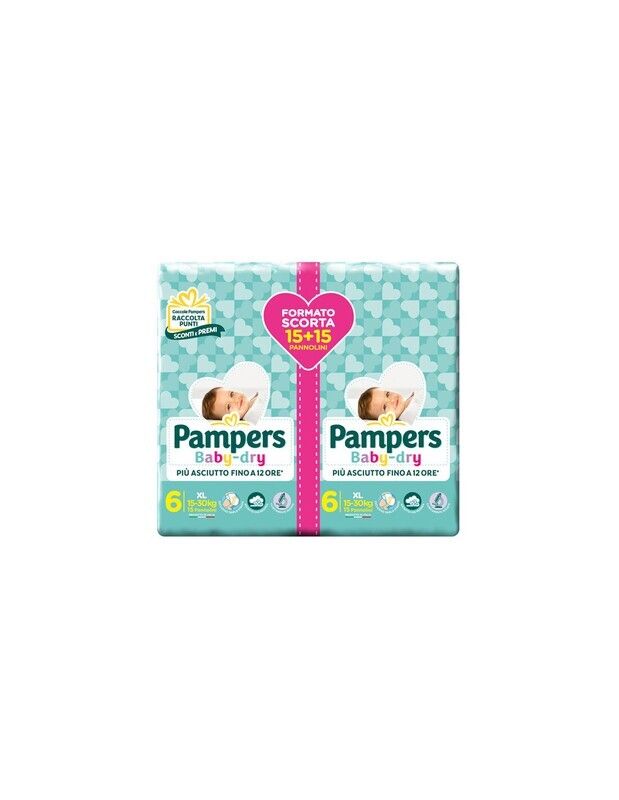 Pampers Pannolino Baby Dry XL 15-30 kg Doppio da 26pz